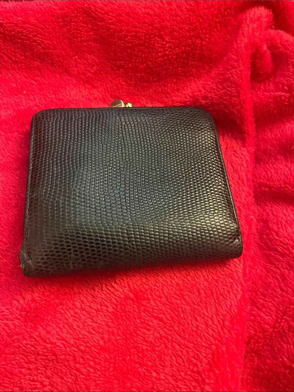 Salvatore Ferragamo Black Leather Vara Bow Compact Wallet with Gold Hardware